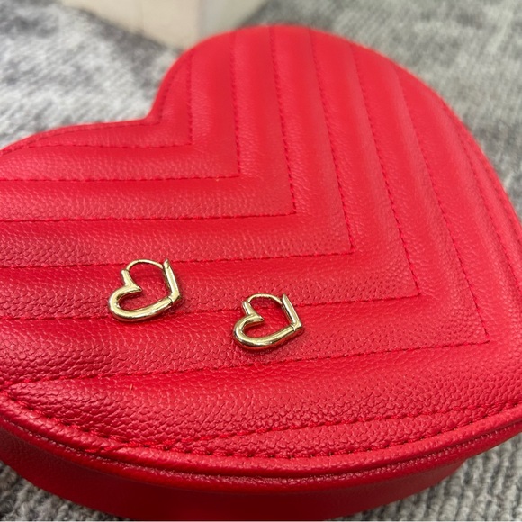 Heart-Shaped Gold Huggie Hoop Valentine’s Day Earrings ✨ - Picture 5 of 5